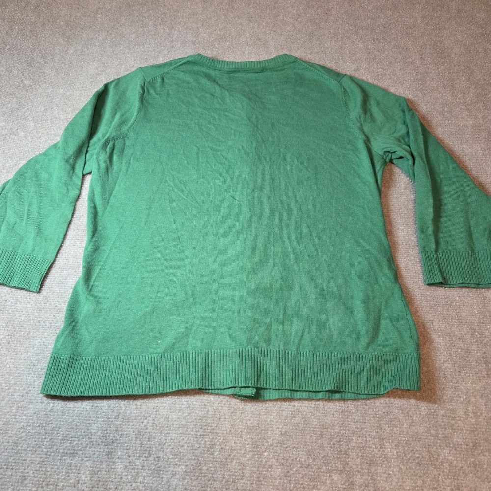 Liz Claiborne New York Green Cardigan Sweater Gold Logo Buttons Womens Medium - Picture 6 of 6